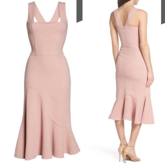 monica tea length trumpet dress